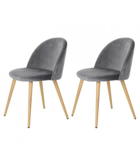 ZOMBA Lot de 2 chaises en velours gris ZOMBA Lot de 2 chaises en velours gris