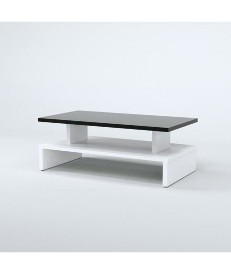 AFTER Table basse style contemporain noir et blanc satiné - L 97 x l 51 cm