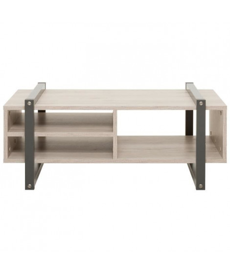 BROOKLYN Table basse style industriel décor chene et gris anthracite - L 100 x l 60 cm