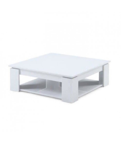 MANHATTAN Table basse carrée style contemporain blanc brillant - L 89 x l 89 cm