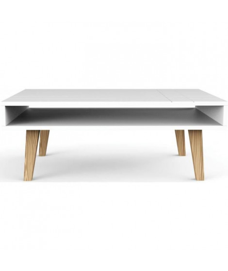 LONDON Table basse scandinave laquée blanc mat - L 100 x l 60 cm