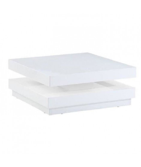 VEGAS Table basse transformable - Contemporain - Blanc - 75x75cm laqué blanc brillant