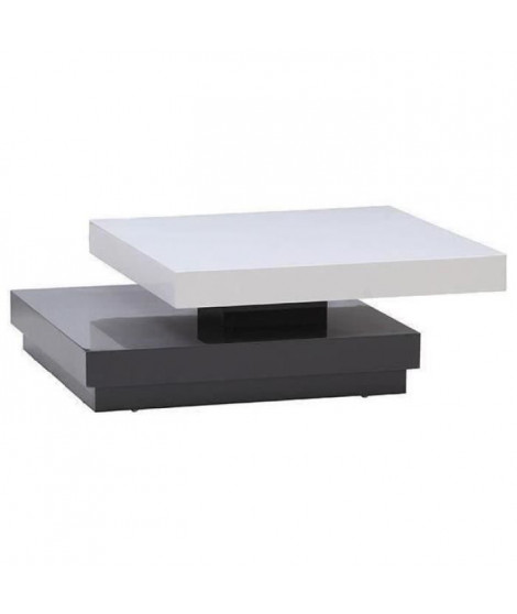 VEGAS Table basse transformable  75x75cm laqué blanc et gris brillant
