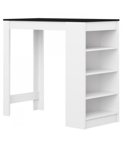 Table bar de 4 a 6 personnes style contemporain blanc et noir mat - L 115 x l 50 cm