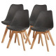 BJORN Lot de 4 chaises de salle a manger - Simili noir - Scandinave - L 49 x P 56 cm