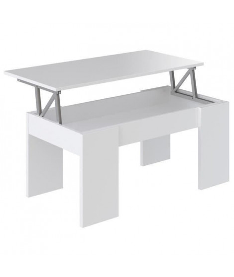 SWING Table basse plateau relevable style contemporain blanc mat - L 100 x l 50 cm