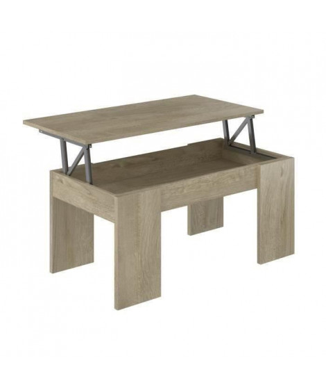SWING Table basse relevable style contemporain décor chene clair - L 100 x l 50 cm