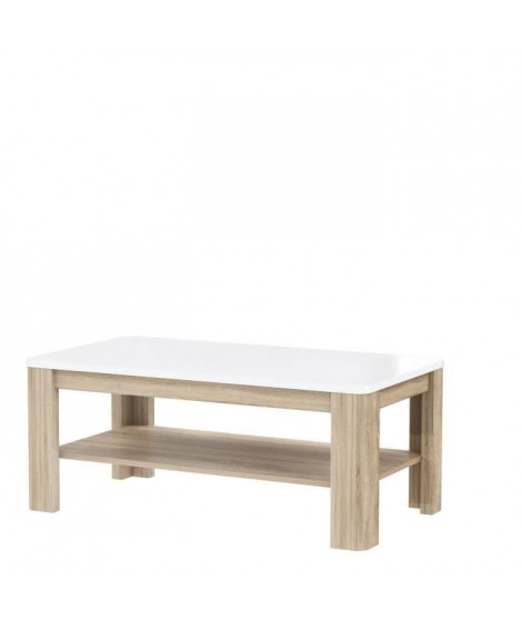 ATTENTION Table basse - Décor blanc brillant - 110 x 45 x 60 cm
