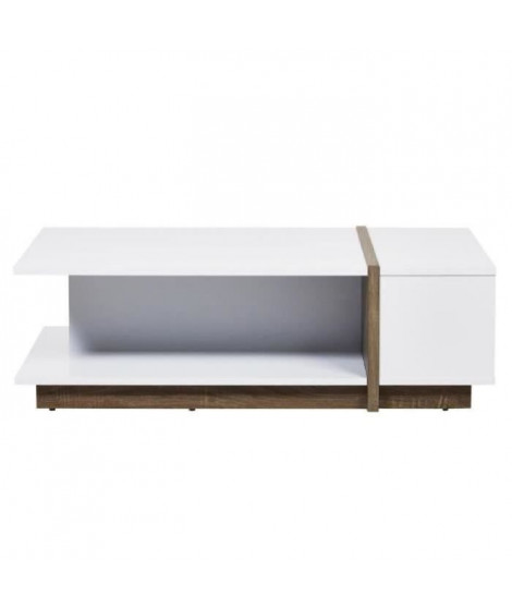 PANAMA Table basse style contemporain placage bois blanc et décor chene - L 110 x l 60 cm