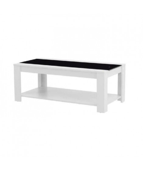 DAMIA Table basse style contemporain blanc et noir mat - L 110 x l 55 cm