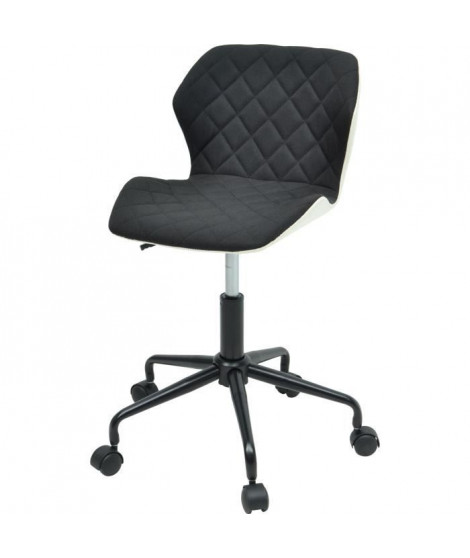 SQUATE Chaise de bureau - Tissu et simili noir - Style industriel - L 42 x P 35 cm