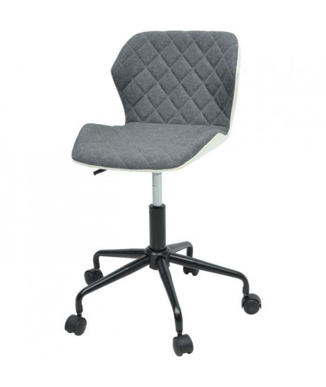 SQUATE Chaise de bureau - Tissu et simili gris foncé - Style industriel - L 42 x P 35 cm