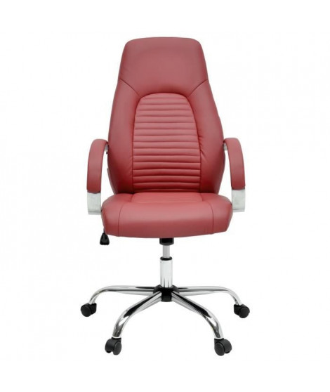 FLAT Chaise de bureau - Simili rouge bordeaux - Style industriel - L 60 x P 47 cm