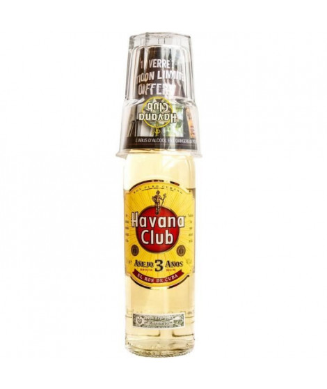Havana Club 3 ans - Rhum Blanc - 40%vol - 70cl - 1 verre offert