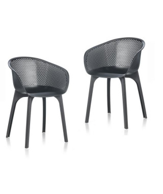 IDEA lot de 2 Chaises de jardin Nora Noir