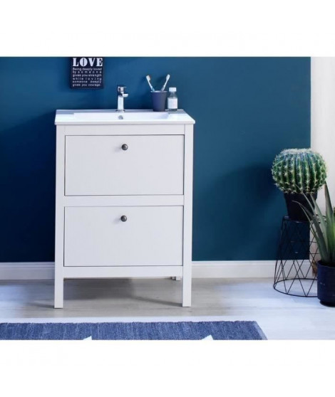 OLE Meuble de salle de bain simple vasque L 60 cm - Blanc mat