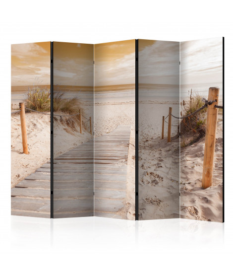 Paravent 5 volets - On the beach - sepia II [Room Dividers]