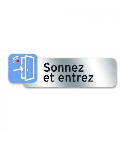 Plaque indicatrice Sonnez et Entrez - PVC adhésif - 160 x 50 mm
