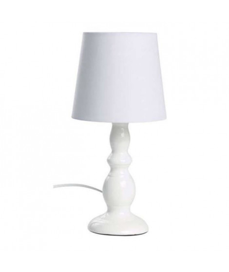 LISIA Lampe bougeoir en céramique - Ø16 x H.37 cm - Blanc