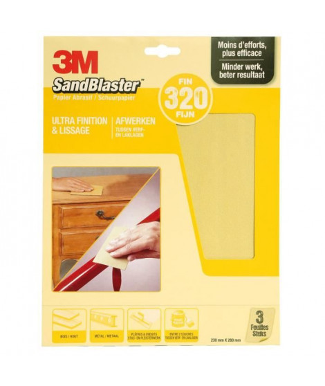 3M SANDBLASTER Papier abrasif - 230 x 280 mm - Grain : 320
