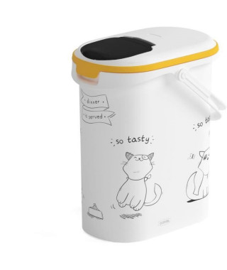 CURVER Conteneur de nourriture Le Diner est servi - 4 kg - 10 L - Blanc et noir - Pour chat