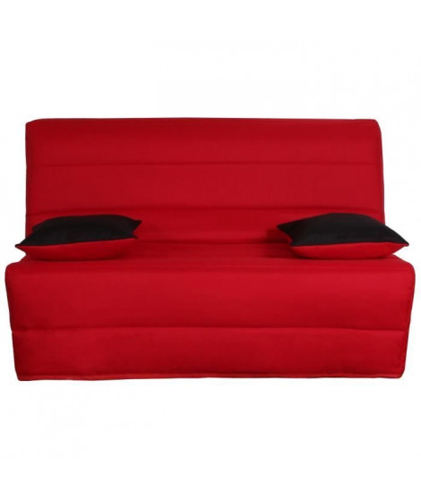 LIOM Banquette BZ 3 places - Tissu rouge - Style contemporain - L 142 x P 96 cm