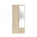 VARIA Armoire 2 portes miroir décor chene - L 81 x P 51 x H 185 cm