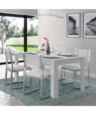 FINLANDEK Table a manger KOVA 6 personnes contemporain blanc mat - L 160 x l 90 cm