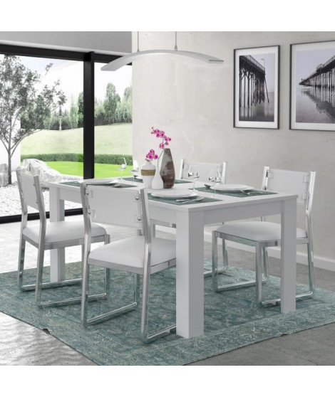 FINLANDEK Table a manger KOVA 6 personnes contemporain blanc mat - L 160 x l 90 cm