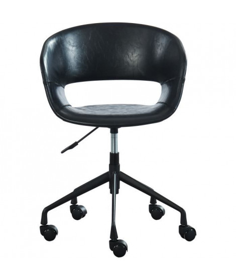 SOLAL Chaise de bureau - Simili noir - Style contemporain - L 62 x P 62 cm