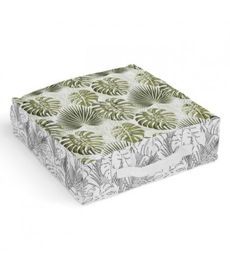 Coussin de sol Nouméa - 100% Coton - 40 x 40 cm - Vert et blanc