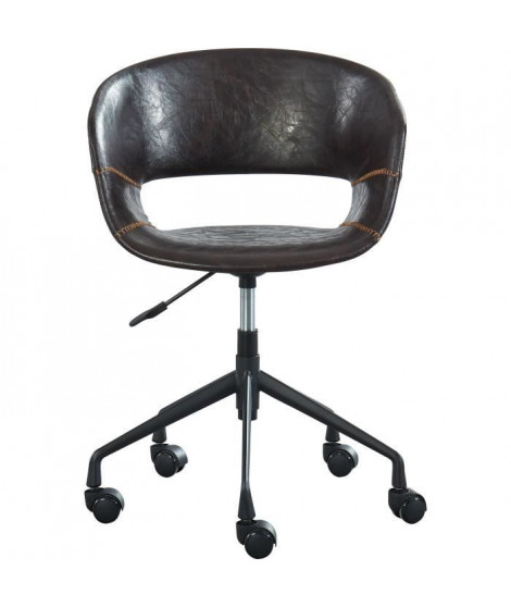 SOLAL Chaise de bureau - Simili marron - Style contemporain - L 62 x P 62 cm