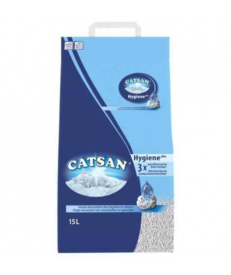 CATSAN Hygiene plus Litiere minérale 15 L - Pour chat