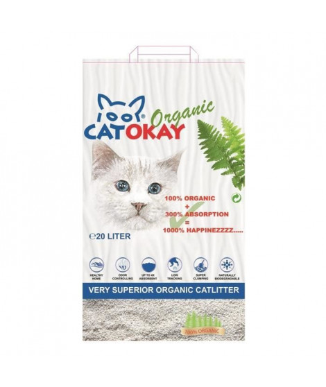 VADIGRAN Litiere organique CatOkay - 20L - 11 kg - Pour chats
