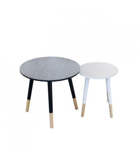 Tables Gigognes en bois - Blanc et bleu - L 43 x P 43 x H 48 cm
