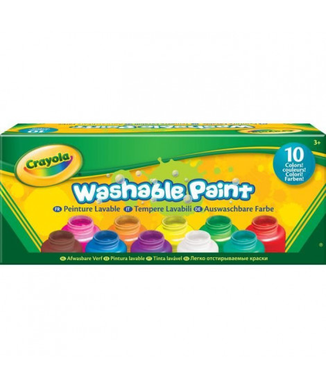 Crayola - 10 pots de peinture lavable - boîte française - Peinture et accessoires