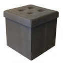 COTTON WOOD Pouf Coffre pliable Velours - 35 x 35 x 35 cm - Gris