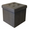 COTTON WOOD Pouf Coffre pliable Velours - 35 x 35 x 35 cm - Gris