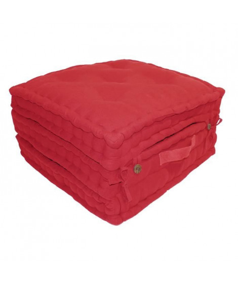 Coussin de sol 3 plis 100% coton 60x60x180 cm - Rouge