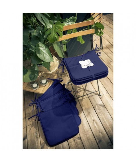 TODAY Lot de 6 Galettes de chaise 38x38x2cm - 100% Polyester - Bleu marine