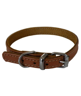 YAGO Collier en cuir Souple et Réglable pour grand chien, taille L 43-54 cm, Coloris Marron