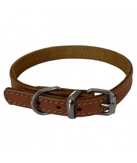 YAGO Collier en cuir Souple et Réglable pour grand chien, taille L 43-54 cm, Coloris Marron