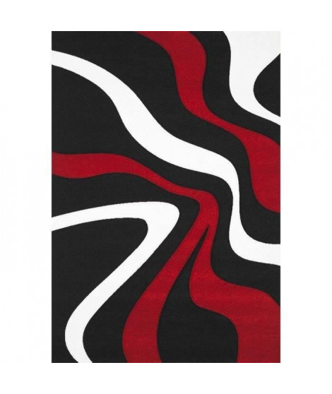 DIAMOND VAGUES Tapis de salon 120x170 cm rouge, noir et blanc