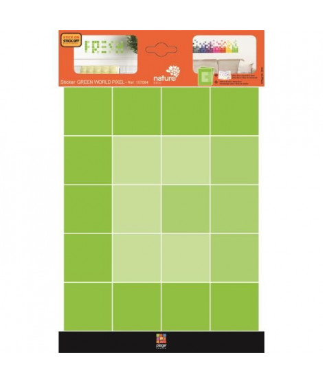 PLAGE Stickers adhésif mural Taille S - Green pixel/2 planches 29,7 x 21 cm, divers motifs