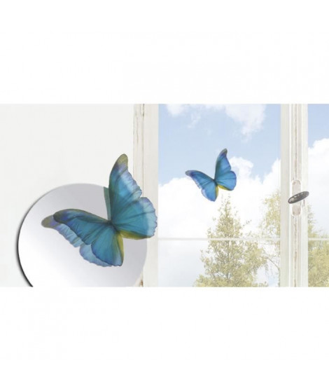 Lot de 7 papillons déco murale 3D - Cobalt transparent - PVC