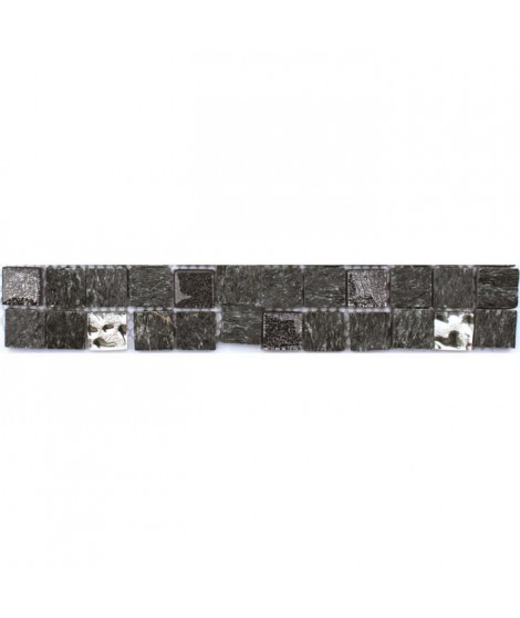 Listel en pate de verre et carrelage  Ures - 5 x 30 cm - Noir