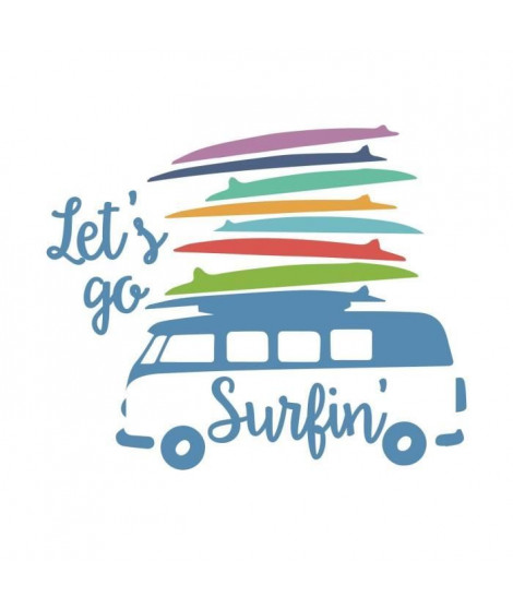 Stickers adhésif mural Let's go surfin' Exotic Furgoncino Vintage con Tavole da Surf - 67x55cm
