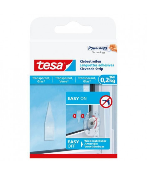 TESA Languettes adhésives - Pour verre et surfaces transparentes - Charge supportée : 0,2 Kg