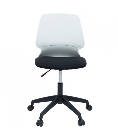 MIALY Chaise de bureau - Tissu noir et blanc - Contemporain - L 47 x P 49 cm