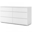 Commode 6 tiroirs - Décor blanc - L 153,4 x P 50 x H 83,70 cm - OMAHA